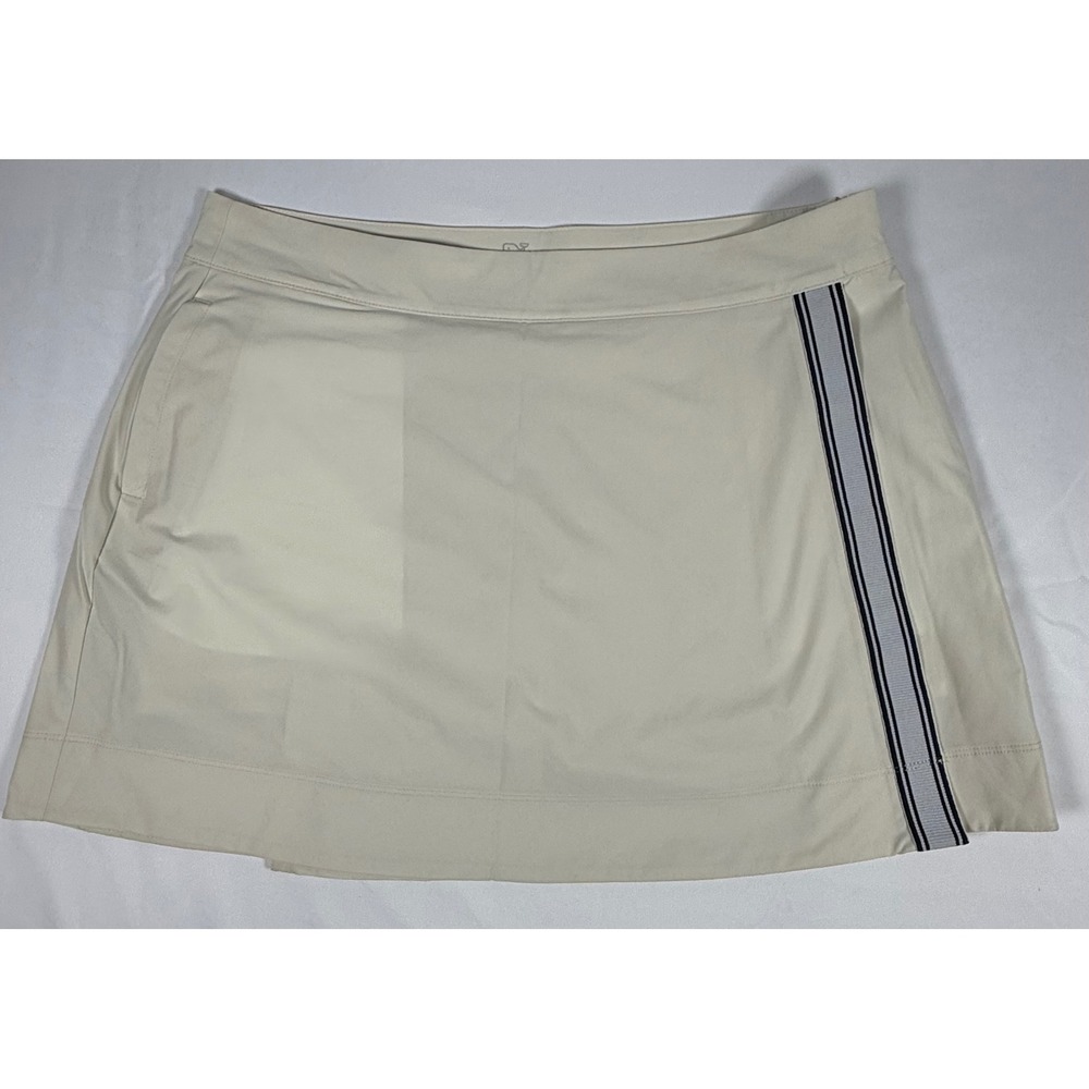 Vineyard Vines Performance Golf Skort Beige Striped Ribbon Womens Large